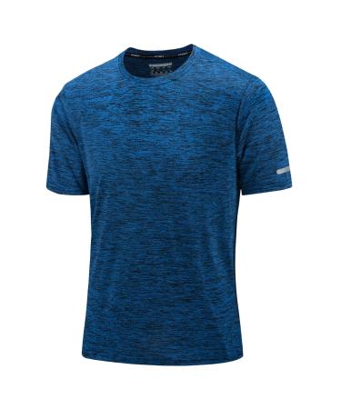 KEFITEVD T-Shirt Men's Functional Shirt Sports T-Shirts Round Neck Breathable Training Shirt Quick-drying Fitness Shirt Blue 3XL