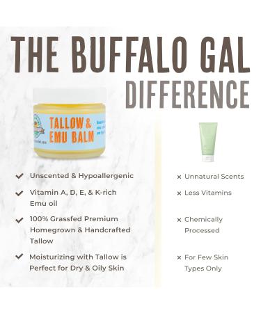 Grassfed Beauty Tallow & Emu Balm (Unscented) - 2 oz | Natural Moisturizer for Skin & Lip Care - Buy Online on GoSupps.com