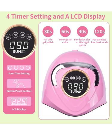 HOLDRUBY 180W UV LED Nail Lamp for Gel Polish | Fast Dryer with 48 Lamp Beads | Large Space UV Nail Light for Home Salon | Pink - Buy Online on GoSupps.com