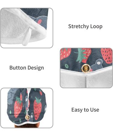 Grey Bear & Strawberry Hair Towel 2 Pack | Super Absorbent Quick Dry Hair Turbans for Women & Girls - Buy Online on GoSupps.com
