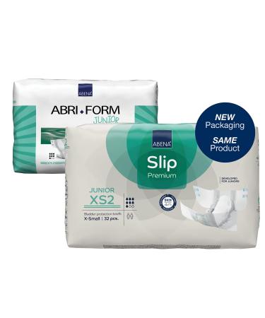 Abena Slip Premium Junior Nappies Eco-Friendly Nappy Pants Enhanced Leakage Protection Secure & Comfortable Nappy Pants For Children - Size 7 / XS2 40-60cm Waist Age 5-15 32PK