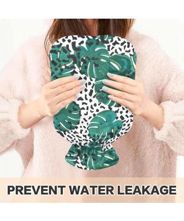NAANLE Leopard Palm Leaf Hot Water Bottle 2L Large Transparent Heat Relief for Menstrual Cramps & Pain Therapy - Buy Online on GoSupps.com