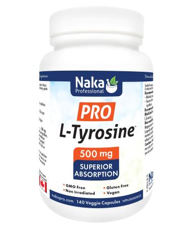 Naka PRO L-Tyrosine 500 mg for Stress Superior Absorption 140 Veggie Capsules