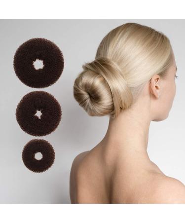9 Pieces Donut Hair Bun Maker Shaper Foam Sponge Doughnut Bun Ring Style Set with 12 Pieces Hair Elastic Bands Ties and 50 Pieces Hair Bobby Pins for Women Girls Kids (Black Brown and Beige) - Buy Online on GoSupps.com
