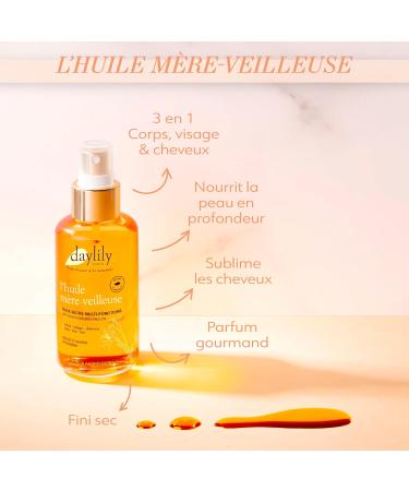 Daylily | Multi-Function Mother-Night Oil | Nourishes Your Body & Repairs Your Hair | Combinations of 5 Organic Vegetable Oils | Soft Texture | Made in France | Vegan & Cruelty-Free | 100ml - Buy Online on GoSupps.com