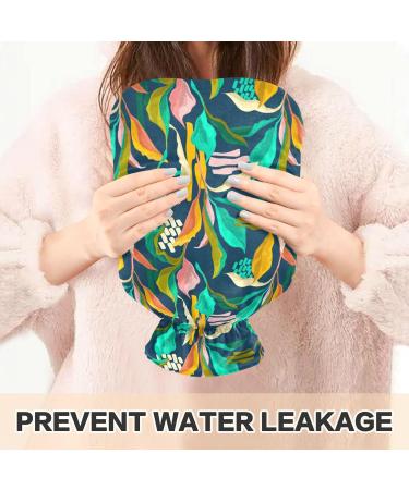 NAANLE Tropical Leaves Hot Water Bottle - 1L Transparent Heat Bottle for Back Pain Relief & Cold Therapy | Ideal Hand/Foot Warmer - Buy Online on GoSupps.com