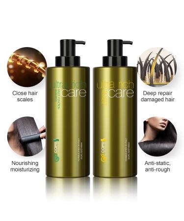Bingocare 35.2 OZ Natural Sulfate-Free Argan Oil Shampoo & Conditioner Set | Moisturizing & Volumizing Haircare for Dry Curly Frizzy Hair | Gentle Restoration for Men & Women - Buy Online on GoSupps.com