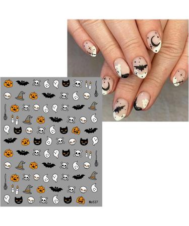 Halloween Nail Stickers 12 Sheets Self-Adhesive Nail Decal Pumpkin Ghosts Star Nail Art Decoration Design Supplies - Buy Online on GoSupps.com