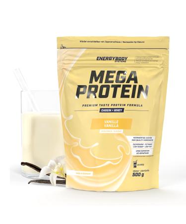 Energybody mega protein "vanilla" 500 g/multi -component protein powder with casein whey mix as protein protein powder/protein shake without aspartame/protein powder/20 portions vanilla 500g