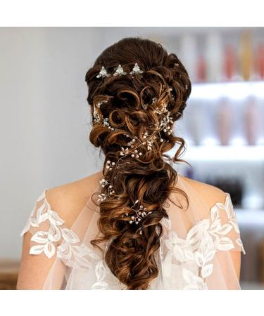 Bride Wedding Crystal Hair Vine - Silver Extra Long Pearl and Crystal Beads Headband for Women - Buy Online on GoSupps.com