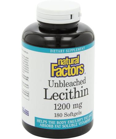 Natural Factors Unbleached Lecithin 1200 mg - 180 Softgels for Heart & Brain Health - Buy Online on GoSupps.com