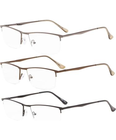CessBlu 3 Pairs Half-Rim Reading Glasses for Men & Women - Stylish Comfortable 4.0 Magnification Eyewear Set - Buy Online on GoSupps.com