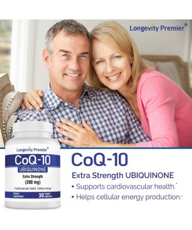 Longevity Premier CoQ10 100 mg - Extra Strength Veggie Capsules for Heart Health & Optimal Absorption - Buy Online on GoSupps.com