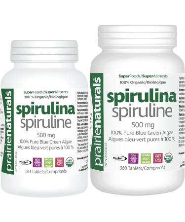 Prairie Naturals Organic Spirulina Blue Green Algae Tablets - 360 Count 360 count (Pack of 1) - Buy Online on GoSupps.com