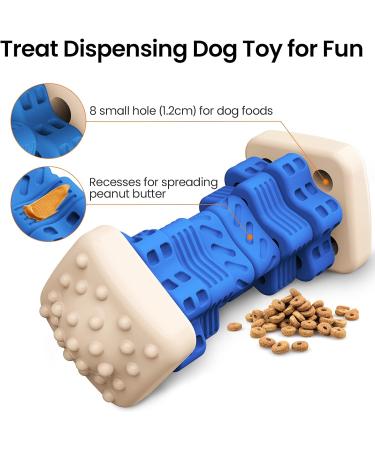 RUXAN Indestructible Dog Chew Toy - 3-in-1 Tough Puzzle Toy for Aggressive Chewers - Beef Flavor Interactive Treat Dispensing Toy for Small/Medium/Large Dogs - Blue - Buy Online on GoSupps.com