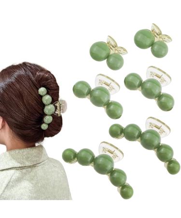 6 PACK Hair Claw Clamps Green Pearl Hair Barrettes Medium Small Non Slip Clips Hair Accessories for Women and Girls (3 Size)