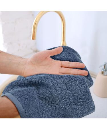 Cleanbear Soft Washcloths for Sensitive Skin - 100% Cotton Face and Body Cloths - Large Adult Washcloth Set - 12 Pack - Grayish-blue Color - Buy Online on GoSupps.com
