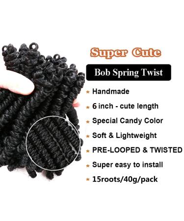 8 Packs Short Bob Spring Twist Crochet Hair 6 Inch 1B - Kids & Women's Pre Looped Curly Crochet Braids - Buy Online on GoSupps.com