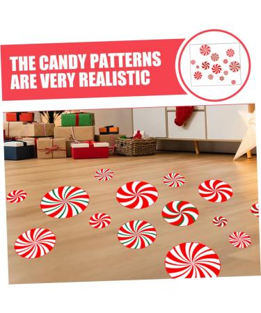 DOITOOL 1 Sheet Candy Wall Sticker Christmas Sticker Red White Peppermint Sticker Decorative Floor Sticker - Buy Online on GoSupps.com