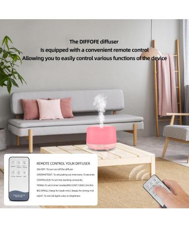 Diffofe 300ml Aromatherapy Essential Oil Diffuser - Remote Control, 8-Hour Quiet Operation, 4 Timer Settings, 7 LED Colors - Pink - Buy Online on GoSupps.com