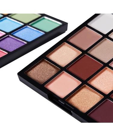 Professional 16-Color Eyeshadow Palette Set - Warm Neutrals & Brights | Highly Pigmented Eye Shadow Makeup Kit (2 Count) - Buy Online on GoSupps.com