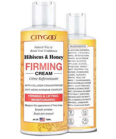 Hibiscus and Honey Firming Cream, Neck Firming Cream, Skin Tightening Cream, Skin Firming and Tightening Lotion, Reduces the Look of Neck Lines, Tightens & Smooths - With Collagen & Hyaluronic Acid -4 FL OZ/120 ML