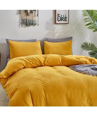 Houseri Mustard Yellow Velvet Duvet Cover Queen Mustard Fluffy Bedding Duvet Cover Full Yellow Flannel Fuzzy Bedding Sets Quilt Queen Comforter Cover for Fall Winter Warm Bed Duvet Cover Set Full Size Full/Queen(90''*90''-duvet cover) Mustard Yellow Velve - Buy Online on GoSupps.com