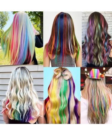 Rhyme 14 Color 14 PCS Colored Hair Extensions Clip in/on for Women Girls - Multicolored Synthetic Hair Extensions - Buy Online on GoSupps.com