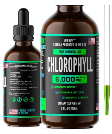 Chlorophyll Drops - Liquid Chlorophyll for Energy Boost & Immune System Support - Made in USA - Organic Chlorophyll Liquid Drops for Body Detox Internal Deodorant & Enhance Skin - 2 Oz 2 Fl Oz (Pack of 1)