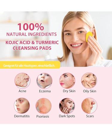 Turmeric Kojic Acid Pads 60 Pads Turmeric Cleansing Pads for Face Help Balance Skin Fat and Water Gentle and Non-Irritating - Buy Online on GoSupps.com