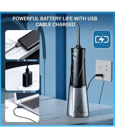 DayAndNai Professional Cordless Water Dental Flosser - Portable Oral Irrigator for Home & Travel - USB Rechargeable Teeth Cleaner with 5 Tips, 3 Modes - Waterproof & Ideal for Braces - Black - Buy Online on GoSupps.com