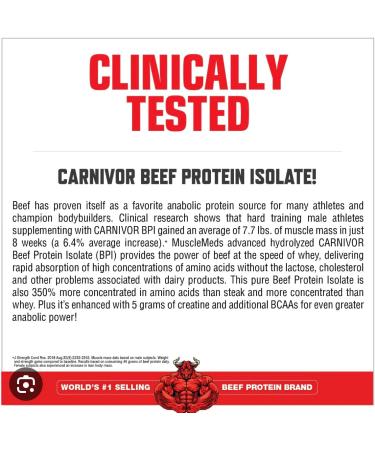 MuscleMeds Carnivor - Bioengineered Beef Protein Isolate 100% Fat Lactose Sugar and Gluten Free 23 Grams Beef Protein Isolate Per Scoop 4lb Tub (Chocolate) - Buy Online on GoSupps.com