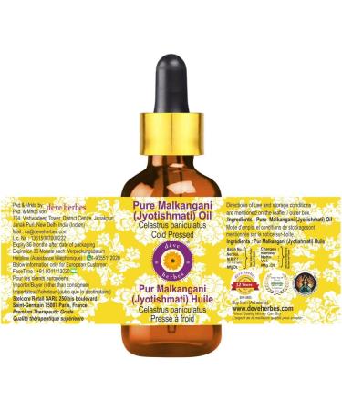 Dev Herbes Pure Malkangani Oil 100ml - Cold Pressed Celastrus Paniculatus with Glass Dropper | Natural Therapeutic Grade for Health & Wellness - Buy Online on GoSupps.com