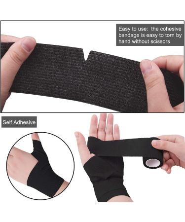 BQTQ 30 Rolls Self Adherent Wrap Stretch Bandages - 2 Inch Black Self Adhesive Bandage Tape for Wrist Ankle Sprains - Buy Online on GoSupps.com