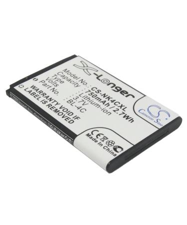 750mAh Replacement Battery Compatible with BL-4C 6125 6126 6131 6133 6136 6136S 6170 6230 6260 6300 6300i 6301 6700 7200 7270 7270N 7705 8208 C2-05 X2