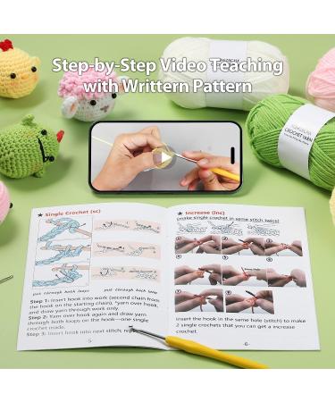 RQWZBCHX 4 Animal Crochet Kit for Beginners - Chicken, Whale, Sheep, Dinosaur - Video Instructions, Yarns, Hooks & Accessories - Buy Online on GoSupps.com