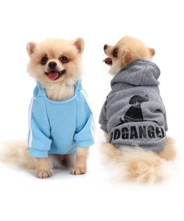 Qicheng & lys dog coat dog hoodies clothing pet puppy cat cute cotton warm hoodies coat sweater (a-gray/blue s) a-gray/blue s - Buy Online on GoSupps.com