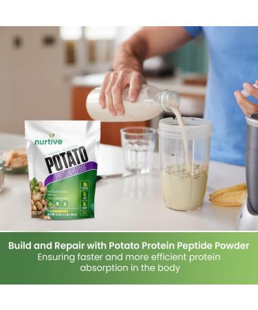 NURTIVE Potato Protein Peptide Powder - Plant-Based, Rich in Nutrients - Peptide Enriched Formula - Ideal for Shakes, Baking & Cooking - Non-GMO & Vegan Friendly - 26 Servings (16 oz / 454g) - Buy Online on GoSupps.com