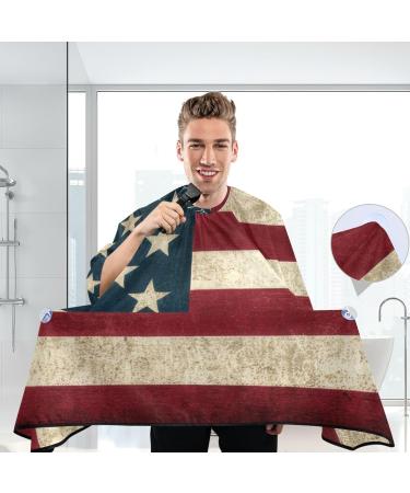 Shop Vintage American Flag Barber Cape - Waterproof Salon Hairdresser Cape for Men & Women - Adjustable Snap Closure for Home & Salon Use - Buy Online on GoSupps.com