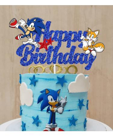 Blue Hedgehog Happy Birthday Cake Topper | Kids Birthday Party Decorations - Buy Online on GoSupps.com