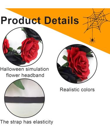 Day of The Dead Headband Halloween Headbands for Women Halloween Red/Black Floral Crown Headband Headpiece Party Costume Accessory - Buy Online on GoSupps.com