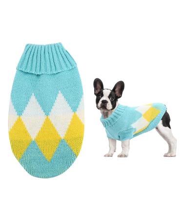 Dog sweater Small dogs winter warm dog sweater dog sweater pet sweater turtleneck knitting sweater dogs dog sweater vest for small medium-sized dogs (blue-l)