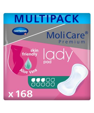 MoliCare Premium lady pad incontinence pad for women with bladder weakness Aloe Vera 3 drops 12x14 pieces 3 drops 168 pieces