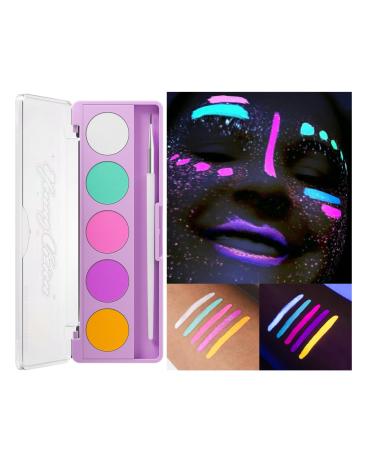 LXZJJM Water Activated Eye Liner Palette Hydra Graphic Eyeliner Makeup Neon Face Paint Colored Retro Hydra Liner Fluorescent UV Face Painting Plate - With Brushes (02 - Fluorescent)