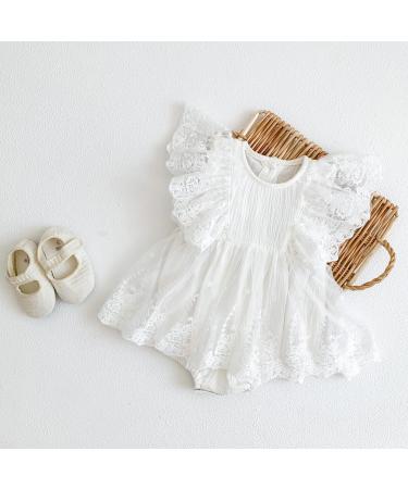 imKutie Baby Girl Romper - Lace Embroidery Princess Tulle Dress for 1st Birthday, Cake Smash Outfit - White Lace (12-18 Months) - Buy Online on GoSupps.com