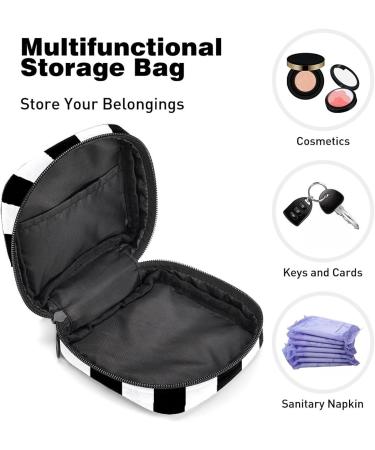GIAPB Period Bag - Sanitary Napkin Storage & Travel Makeup Bag | Black White Stripe Pattern - Color1879 - Buy Online on GoSupps.com