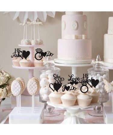 Pack of 36 He Asked She Said Yes Cake Decoration Birthday She Said Yes Cake Toppers Glitter Cake Decoration Diamond Ring Heart Cake Topper Muffin Decoration for Wedding Engagement Bridal Party Colour 4 - Buy Online on GoSupps.com