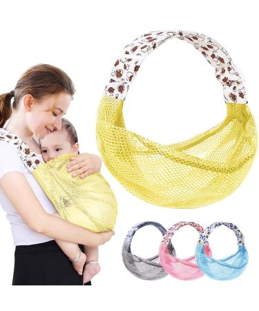 HINATAA Breathable Baby Sling Adjustable Baby Wrap Baby Carrier Wrap Quick Dry 3D Mesh Fabric Thick Shoulder Straps Elastic for Summer Pool Beach Newborn Carrying (Yellow)