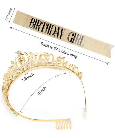 Aprince Birthday Crown & Sash Set | Rhinestone Tiara for Women & Girls | Gold Princess Queen Crown for Birthday & Prom - Buy Online on GoSupps.com