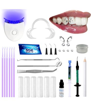 Tooth Gem Kit Professional- Include Dental Grade Adhesive Cure Light Super Bling Crystal DIY Dental Jewelry Set Home Teeth Gem Kit Safe & Easy Application - Long Lasting Sparkle(Butterfly kit)